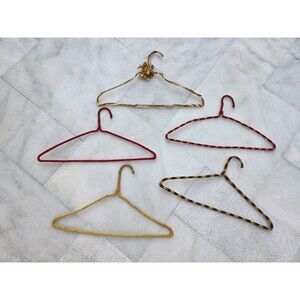 Vintage Handmade Granny Crocheted Wire Hangers Lot of 5